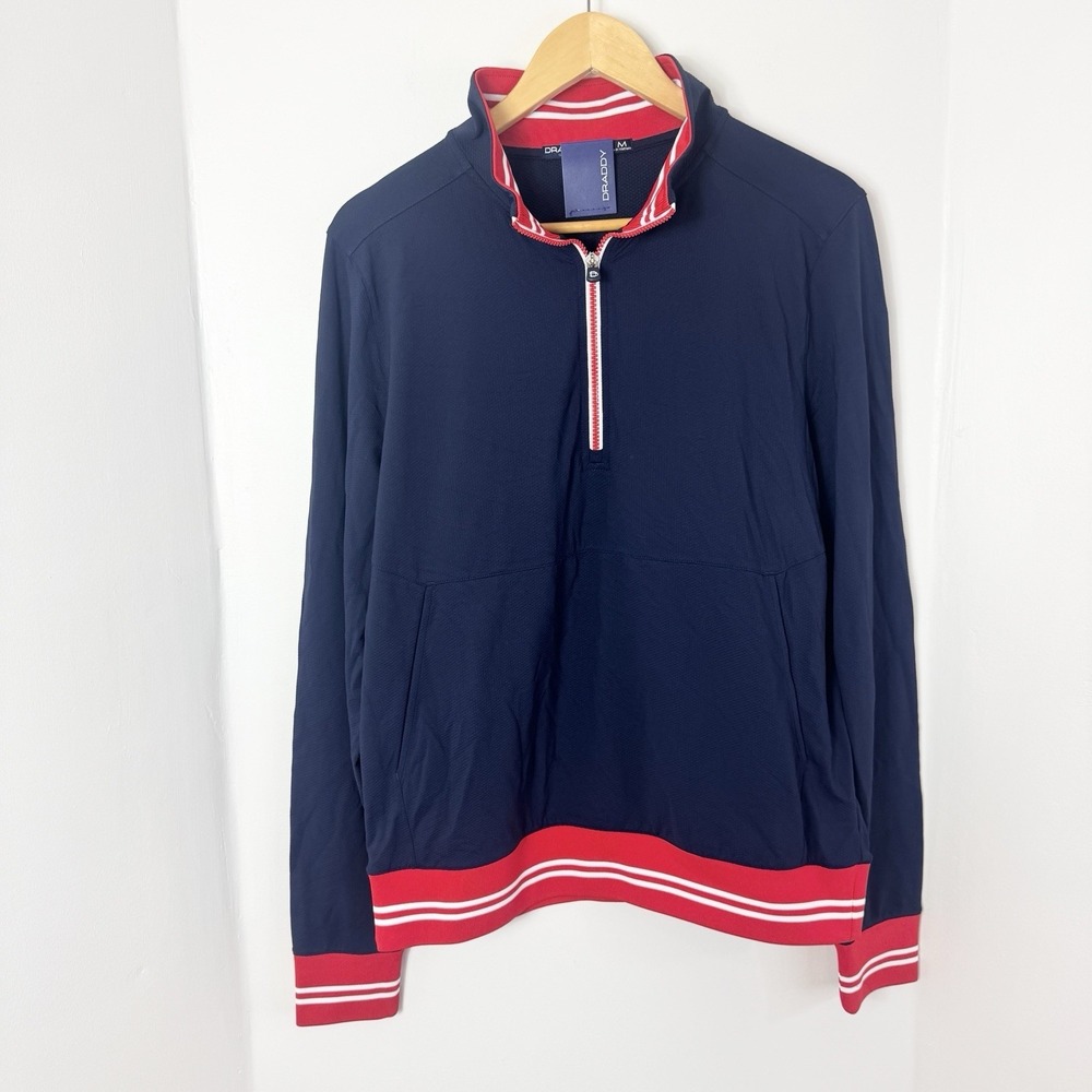 B DRADDY Furyk 1/4 Zip Pullover Mens Size M Blue Cool Fabric Breathable Preppy